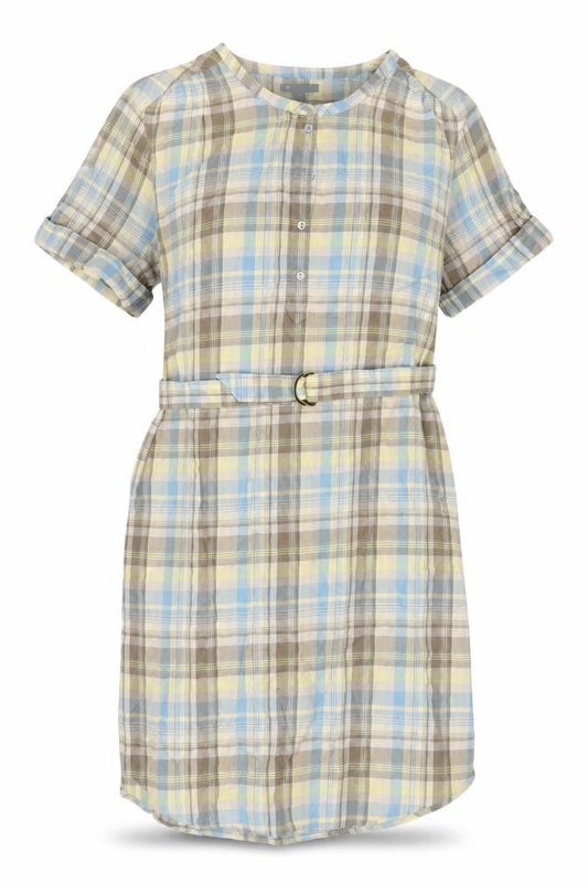 Gap Womens Beige Check Cotton Shirt Dress Size 12 Round Neck Button