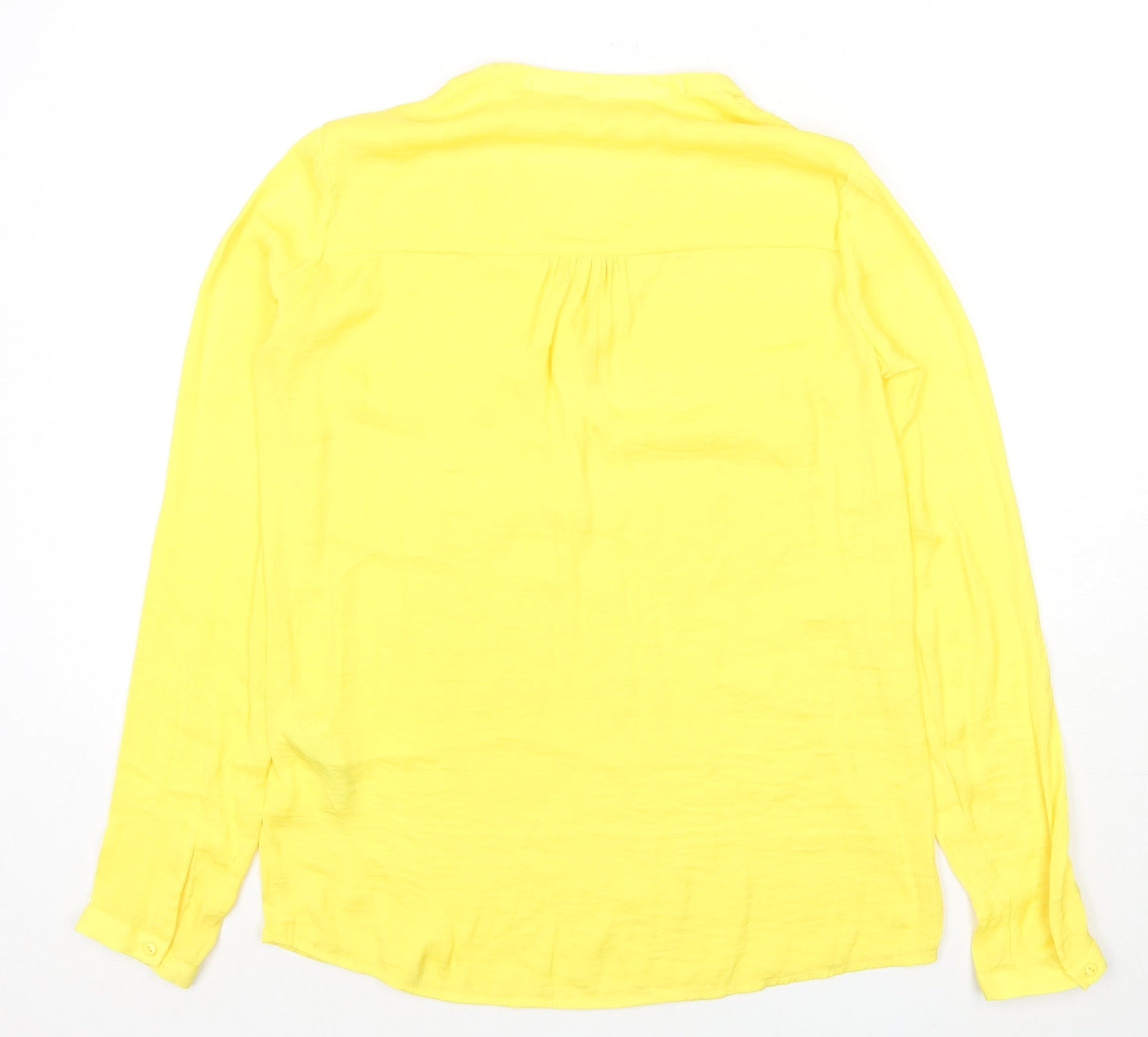 Zara Womens Yellow Polyester Basic Button-Up Size XS V-Neck