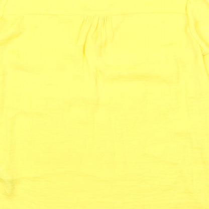 Zara Womens Yellow Polyester Basic Button-Up Size XS V-Neck