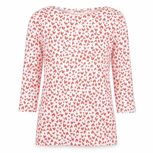 Garfield & Marks Womens Multicoloured Geometric Cotton Basic T-Shirt Size 10 Boat Neck - Hearts