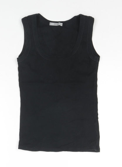 Marks & Spencer Womens Black Cotton Basic Tank Size S Round Neck