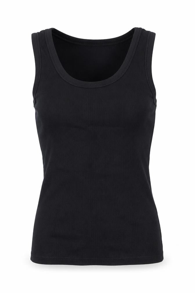 Marks & Spencer Womens Black Cotton Basic Tank Size S Round Neck