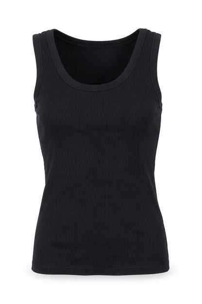 Marks & Spencer Womens Black Cotton Basic Tank Size S Round Neck