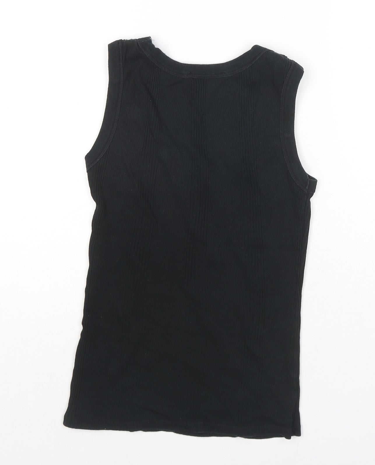 Marks and Spencer Womens Black Cotton Basic Tank Size S Round Neck
