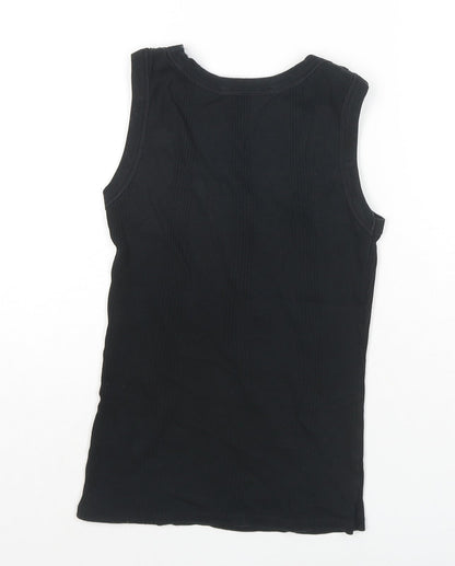 Marks & Spencer Womens Black Cotton Basic Tank Size S Round Neck