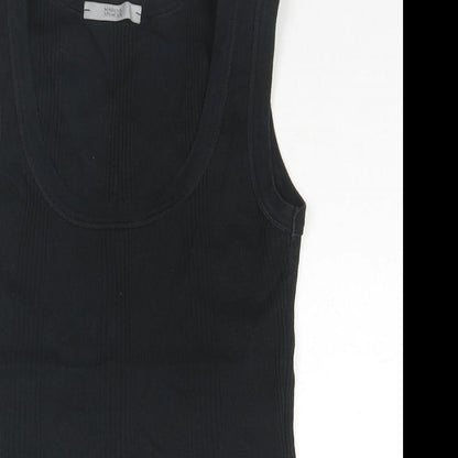 Marks & Spencer Womens Black Cotton Basic Tank Size S Round Neck