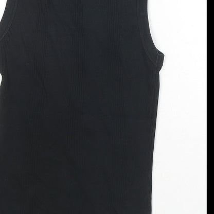 Marks & Spencer Womens Black Cotton Basic Tank Size S Round Neck