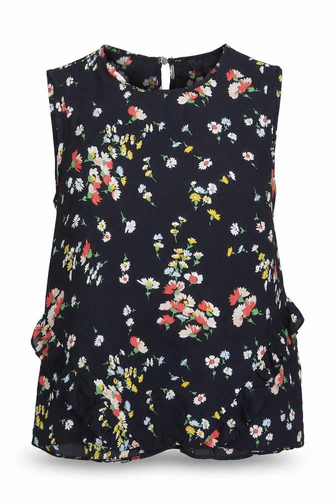 Red Herring Womens Blue Floral Polyester Basic Tank Size 10 Round Neck