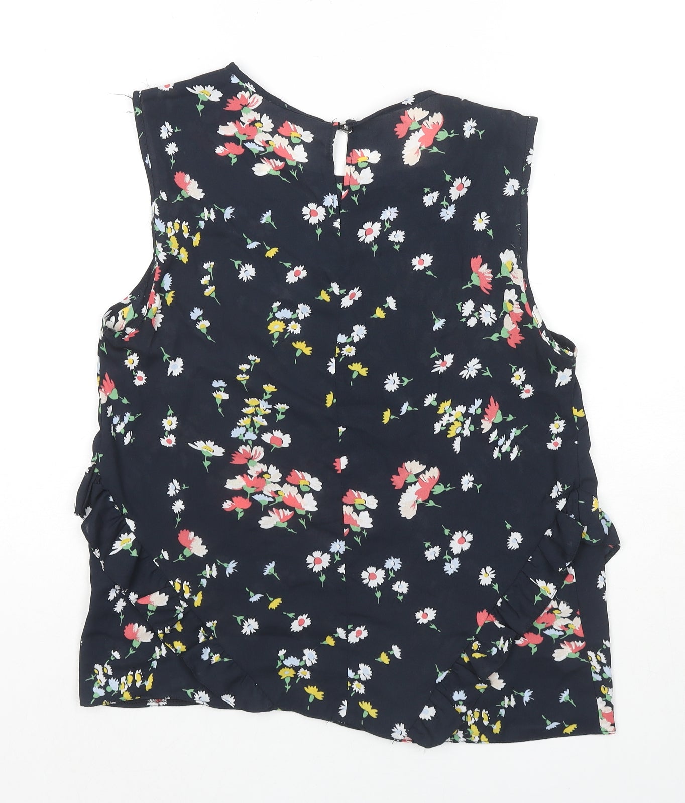 Red Herring Womens Blue Floral Polyester Basic Tank Size 10 Round Neck