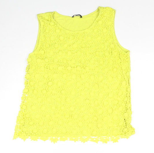 Roman Womens Yellow Viscose Basic Tank Size 20 Round Neck - Lace Detail