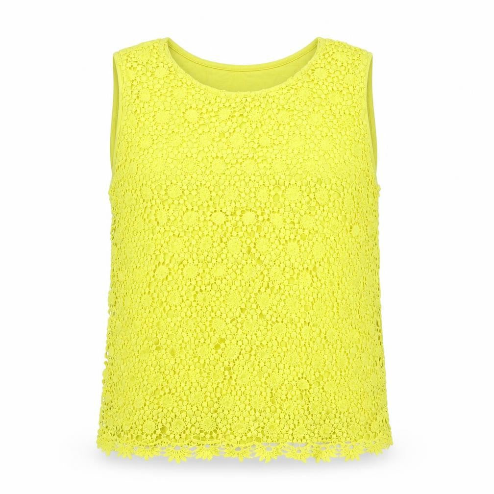 Roman Womens Yellow Viscose Basic Tank Size 20 Round Neck - Lace Detail