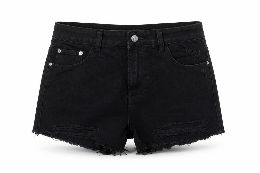 Nasty Gal Womens Black Cotton Cut-Off Shorts Size 12 L3 in Regular Zip