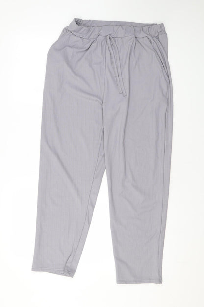 Misspap Womens Grey Polyester Trousers Size M L25 in Regular Drawstring