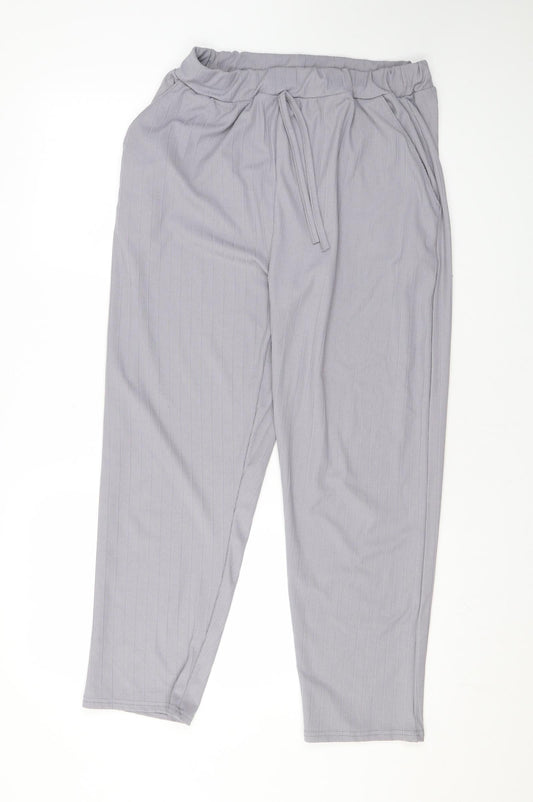 Misspap Womens Grey Polyester Trousers Size M L25 in Regular Drawstring
