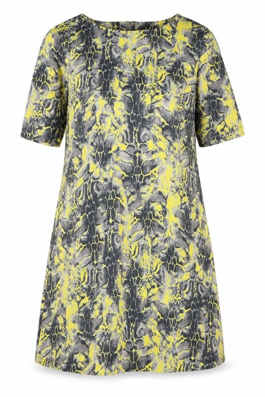 River Island Womens Yellow Animal Print Polyester A-Line Size 14 Round Neck Pullover - Snake Skin Print