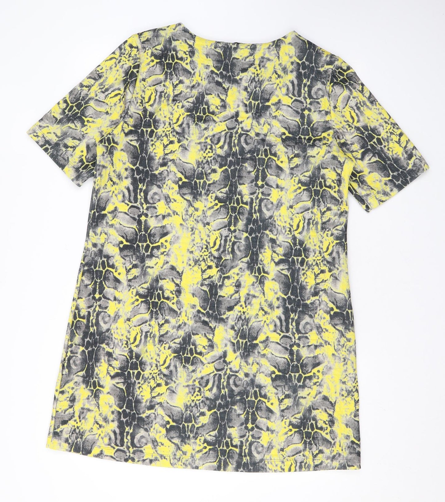 River Island Womens Yellow Animal Print Polyester A-Line Size 14 Round Neck Pullover - Snake Skin Print