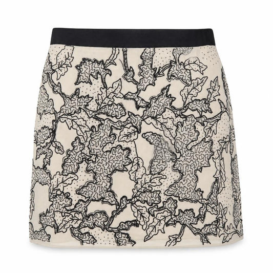 Modern Rarity Womens Beige Geometric Polyester A-Line Skirt Size 14 Zip - Beading