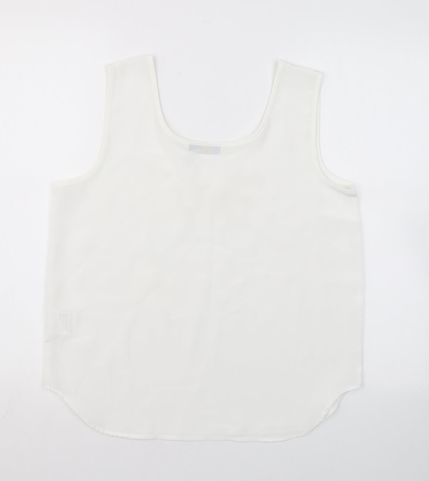 Heather Valley Womens White Polyester Basic Tank Size 12 Scoop Neck - Embroidery