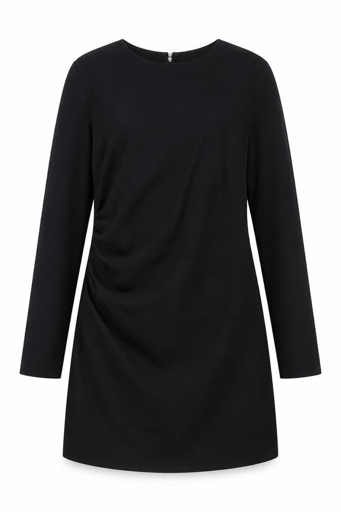 H&M Womens Black Polyester A-Line Size L Round Neck Zip