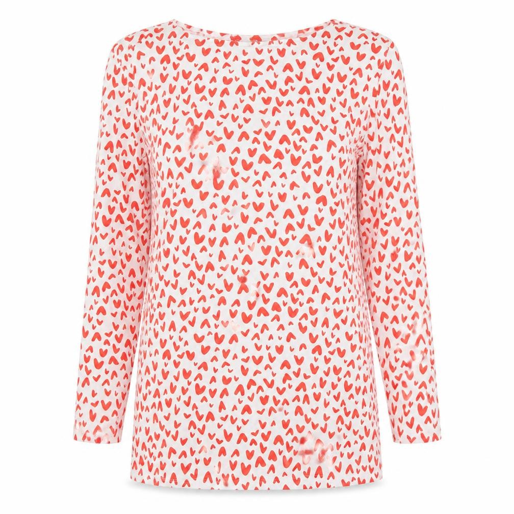 Marks & Spencer Womens White Geometric Cotton Basic Blouse Size 8 Boat Neck - Heart print