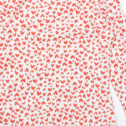 Marks & Spencer Womens White Geometric Cotton Basic Blouse Size 8 Boat Neck - Heart print