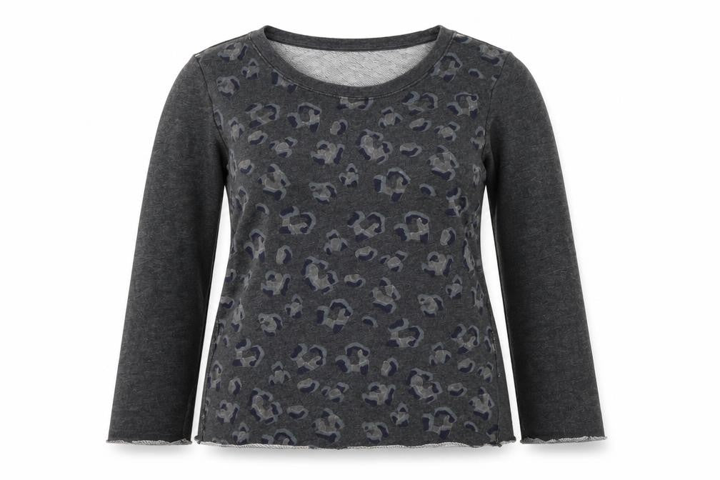 Gap Womens Grey Animal Print Cotton Pullover Sweatshirt Size S Pullover - Leopard Print