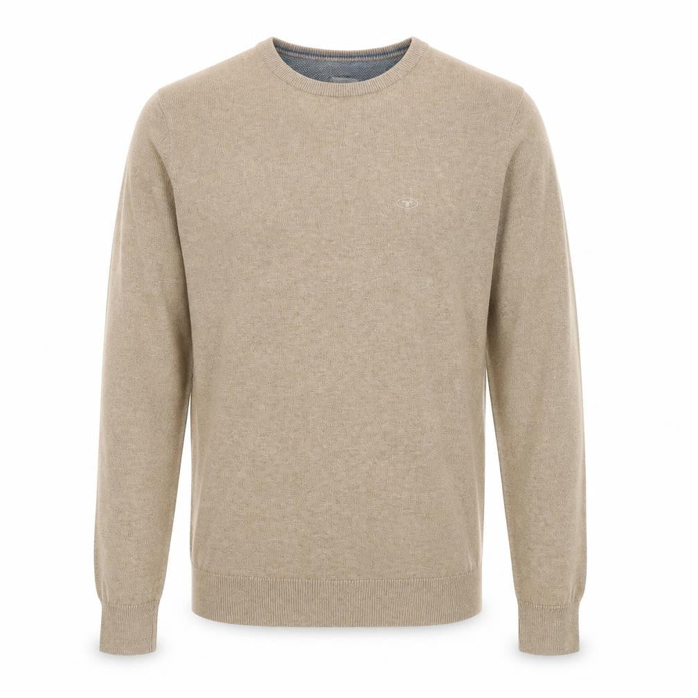 TOM TAILOR Mens Brown Round Neck Cotton Pullover Jumper Size S Long Sleeve