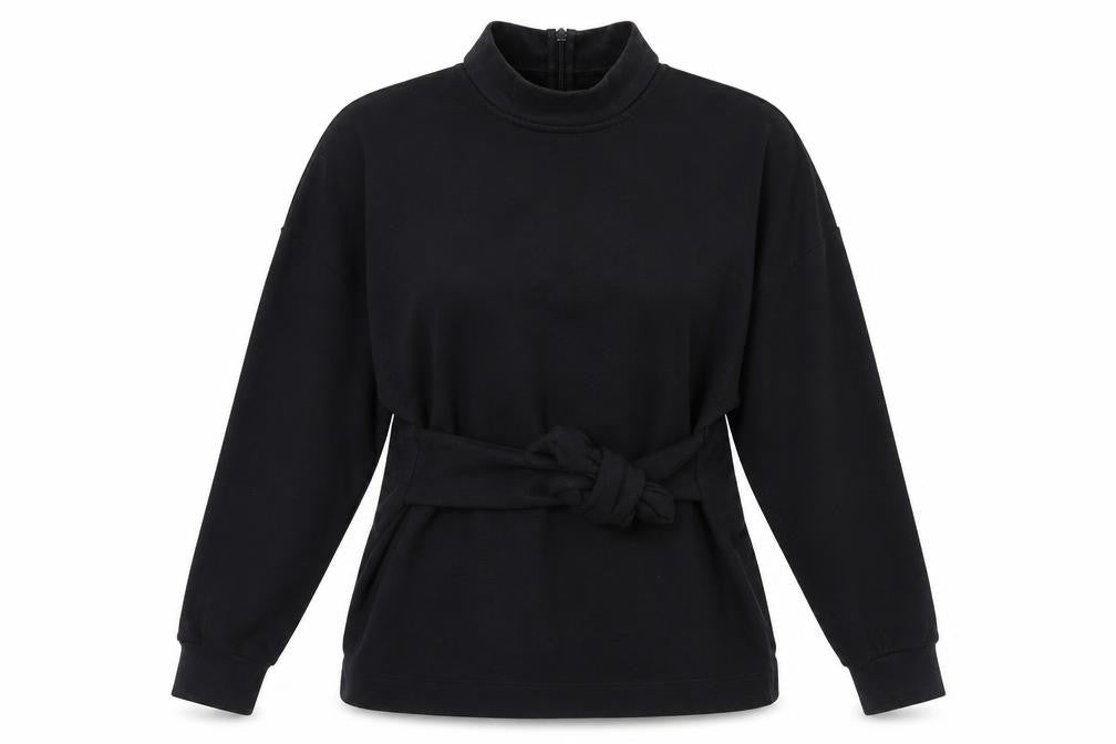 Topshop Womens Black Cotton Pullover Sweatshirt Size 12 Zip - Shoulder Cut Outs
