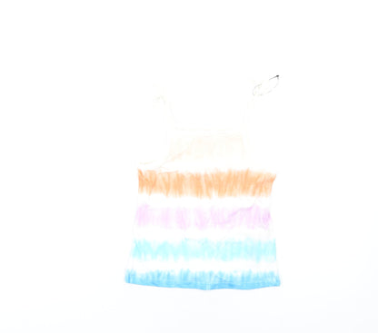 Additional front view of Marks & Spencer girls’ multicoloured cotton basic tank, size 5-6, years square neck pullover
