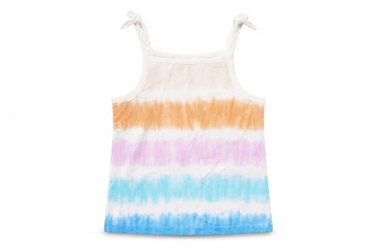 Front view of Marks & Spencer girls’ multicoloured cotton basic tank, size 5-6, years square neck pullover