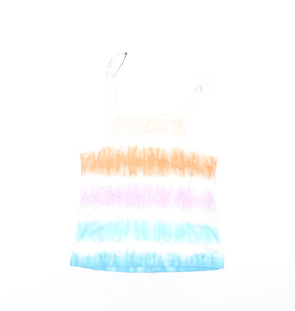 Back view of Marks & Spencer girls’ multicoloured cotton basic tank, size 5-6, years square neck pullover