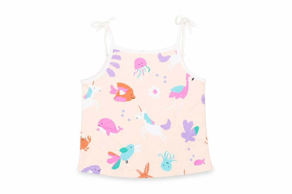 Marks & Spencer Girls Multicoloured Geometric Cotton Basic Tank Size 2-3 Years Square Neck Pullover