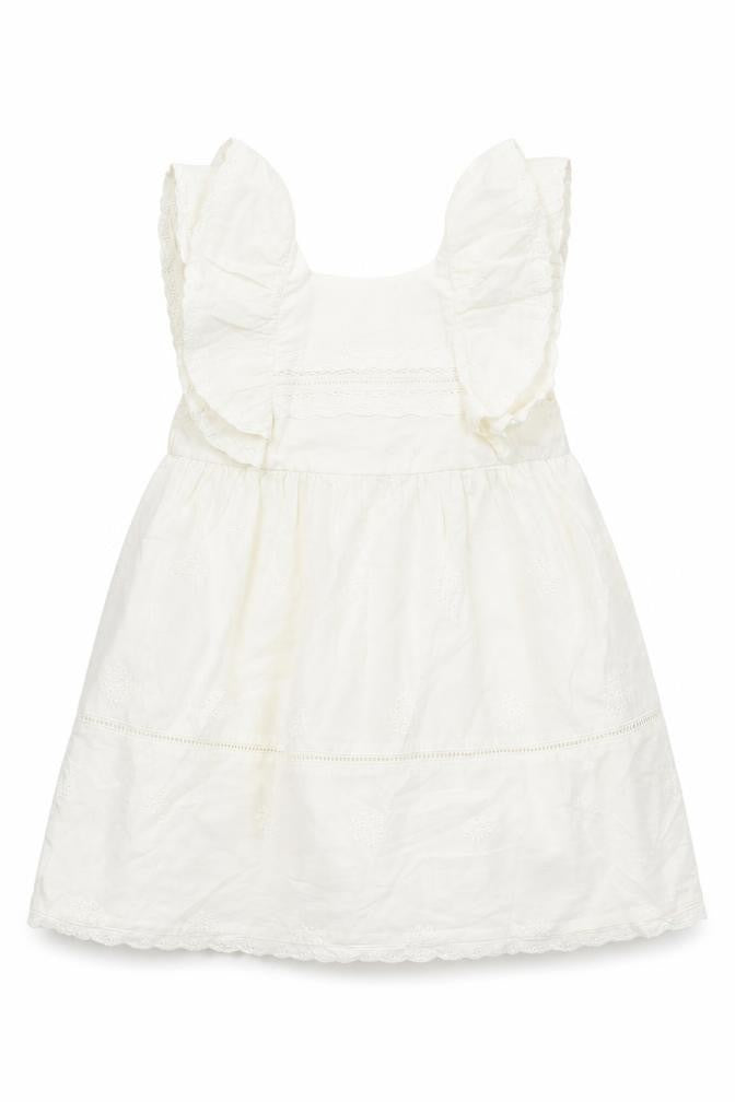 Marks & Spencer Girls Ivory Cotton A-Line Size 12-18 Months Square Neck Button
