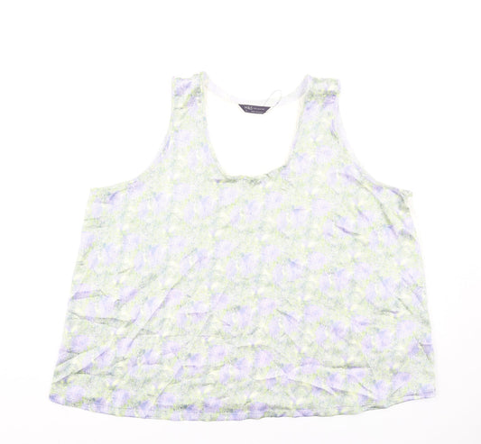 Marks and Spencer Womens Multicoloured Geometric Polyester Basic Tank Size 22 Scoop Neck