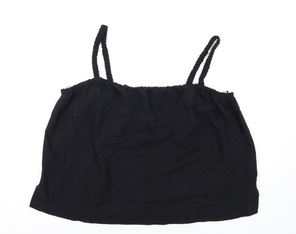 Marks & Spencer Womens Black Cotton Basic Tank Size 22 Square Neck