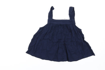 Additional front view of Marks & Spencer girls’ blue cotton basic tank, size 10-11, years square neck pullover