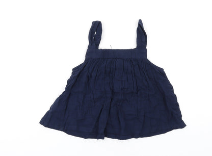 Back view of Marks & Spencer girls’ blue cotton basic tank, size 10-11, years square neck pullover