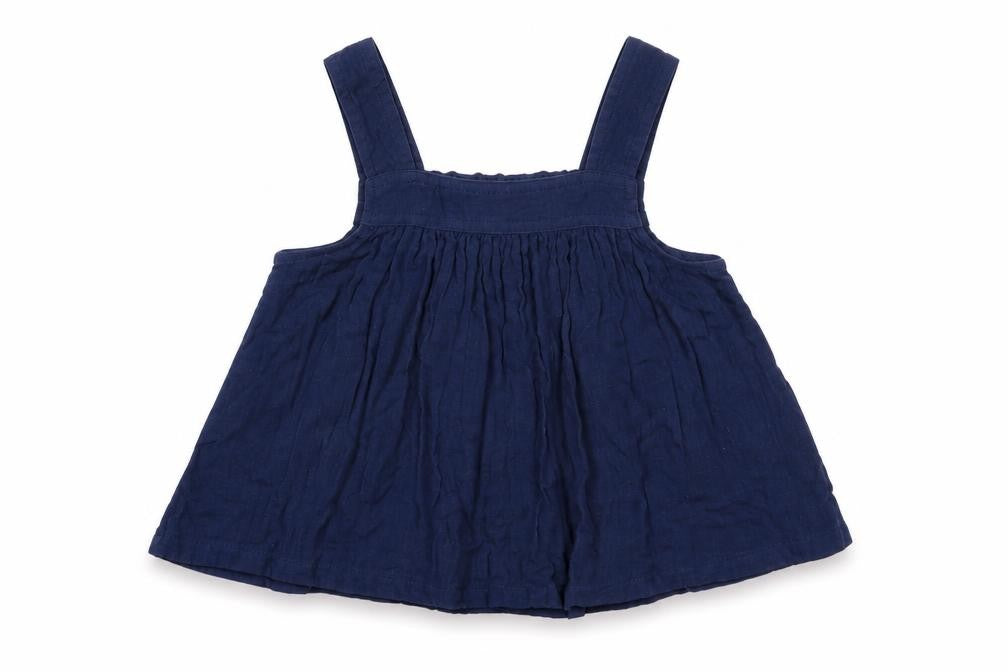 Marks & Spencer Girls Blue Cotton Basic Tank Size 7-8 Years Square Neck Pullover