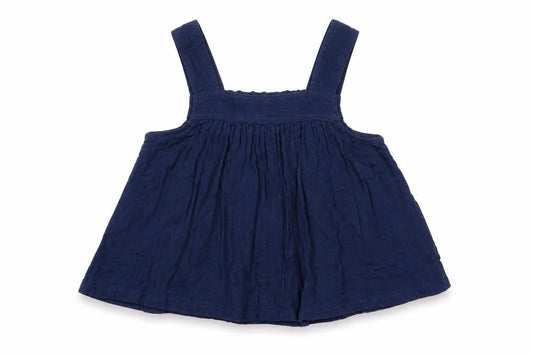 Marks & Spencer Girls Blue Cotton Basic Tank Size 7-8 Years Square Neck Pullover