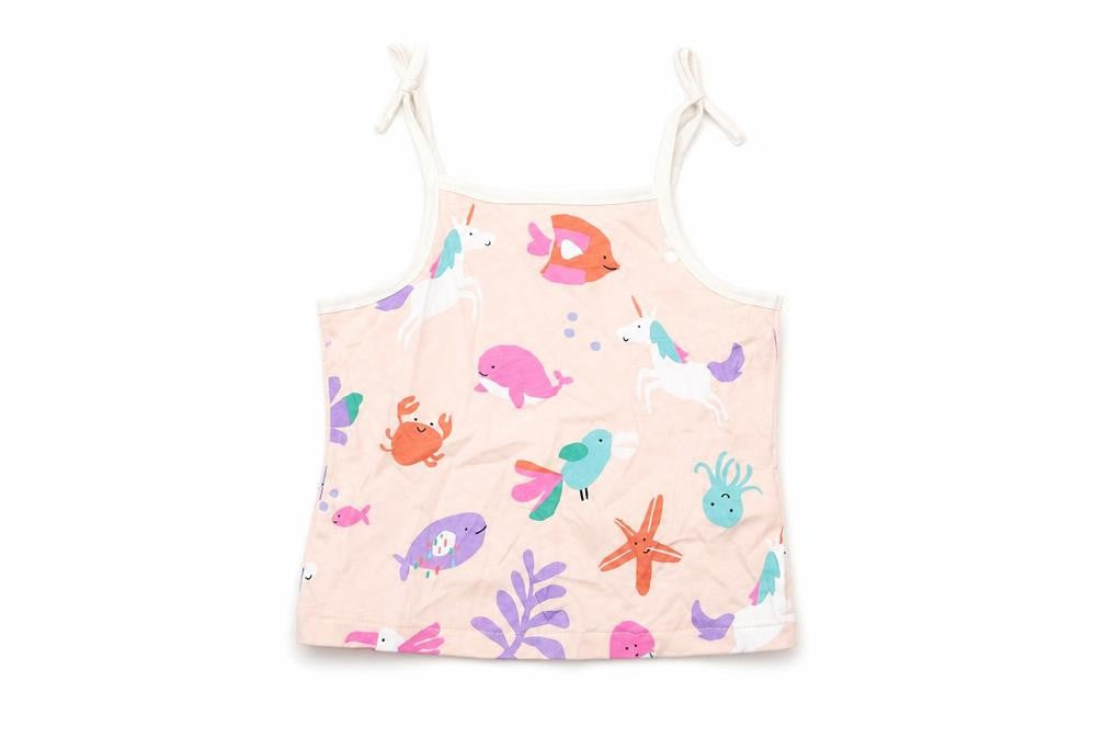 Marks & Spencer Girls Multicoloured Geometric Cotton Basic Tank Size 2-3 Years Square Neck Pullover