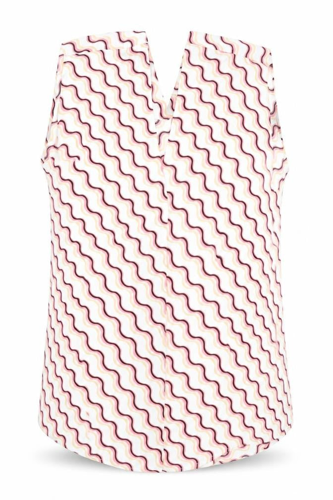 Marks & Spencer Womens Multicoloured Geometric Polyester Basic T-Shirt Size 6 V-Neck