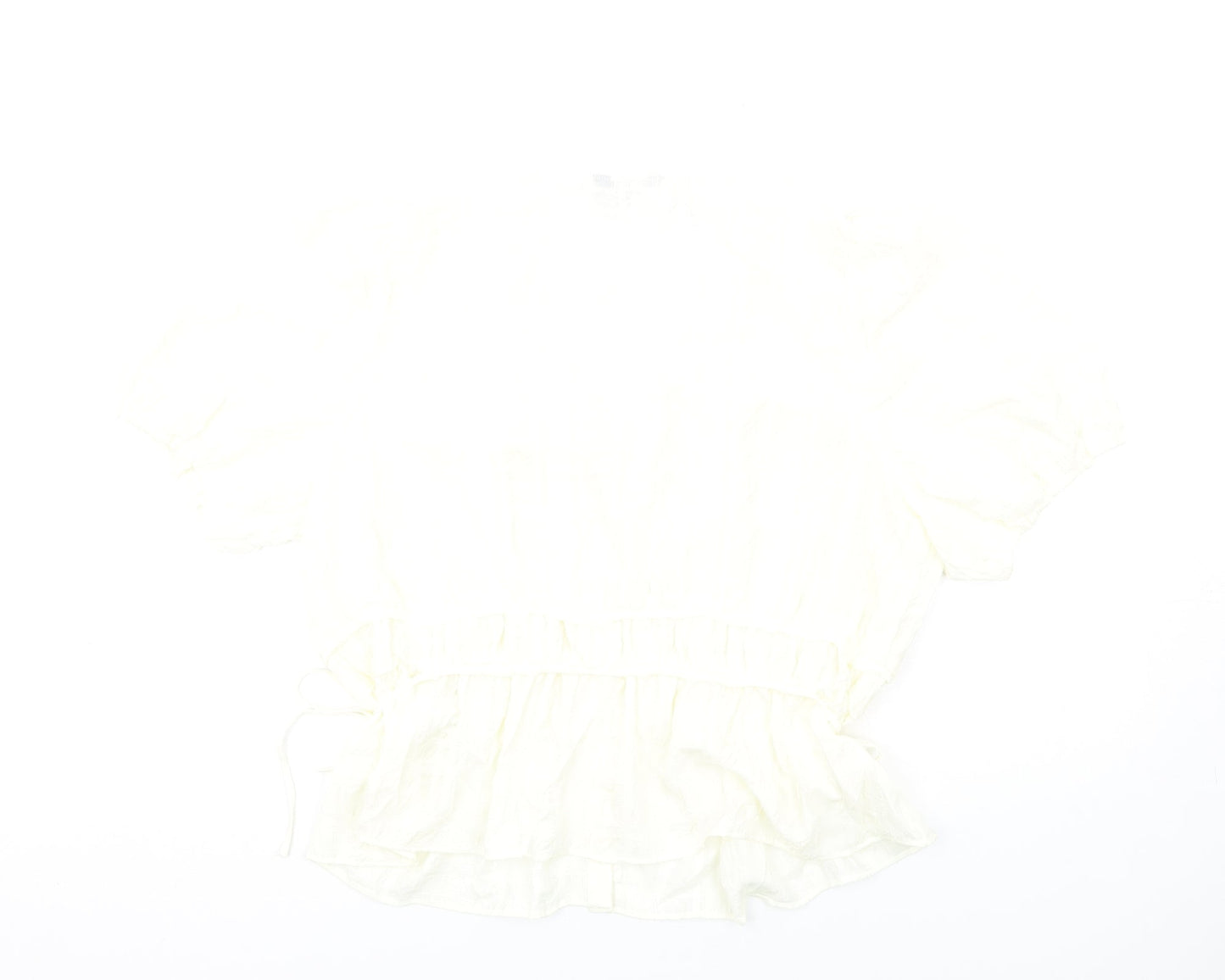 Marks and Spencer Womens Ivory Polyester Basic T-Shirt Size 20 V-Neck