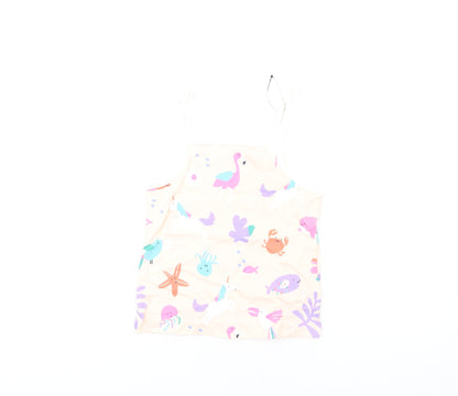 Additional front view of Marks & Spencer girls’ pink geometric cotton basic tank, size 5-6, years square neck pullover