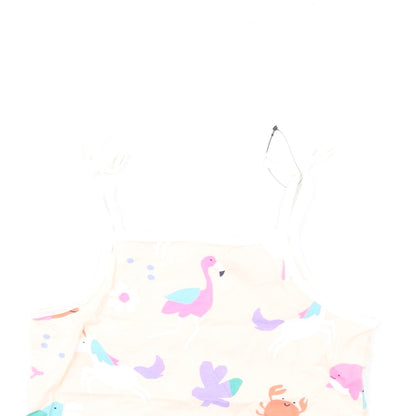 Close-up detail of Marks & Spencer girls’ pink geometric cotton basic tank, size 5-6, years square neck pullover