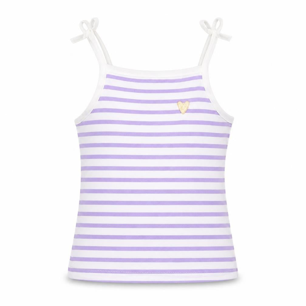 Marks & Spencer Girls Purple Striped Cotton Basic Tank Size 2-3 Years Square Neck Pullover