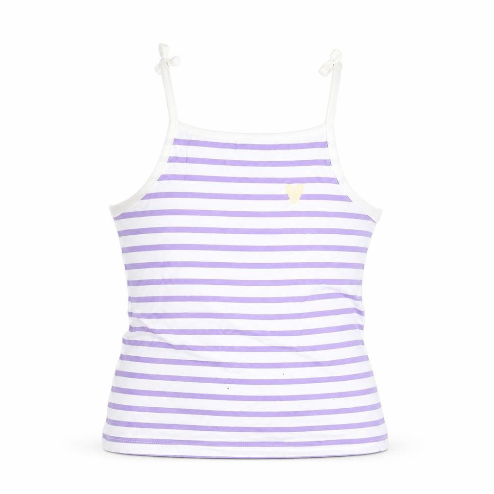 Marks & Spencer Girls Orange Striped Cotton Basic Tank Size 3-4 Years Square Neck Pullover