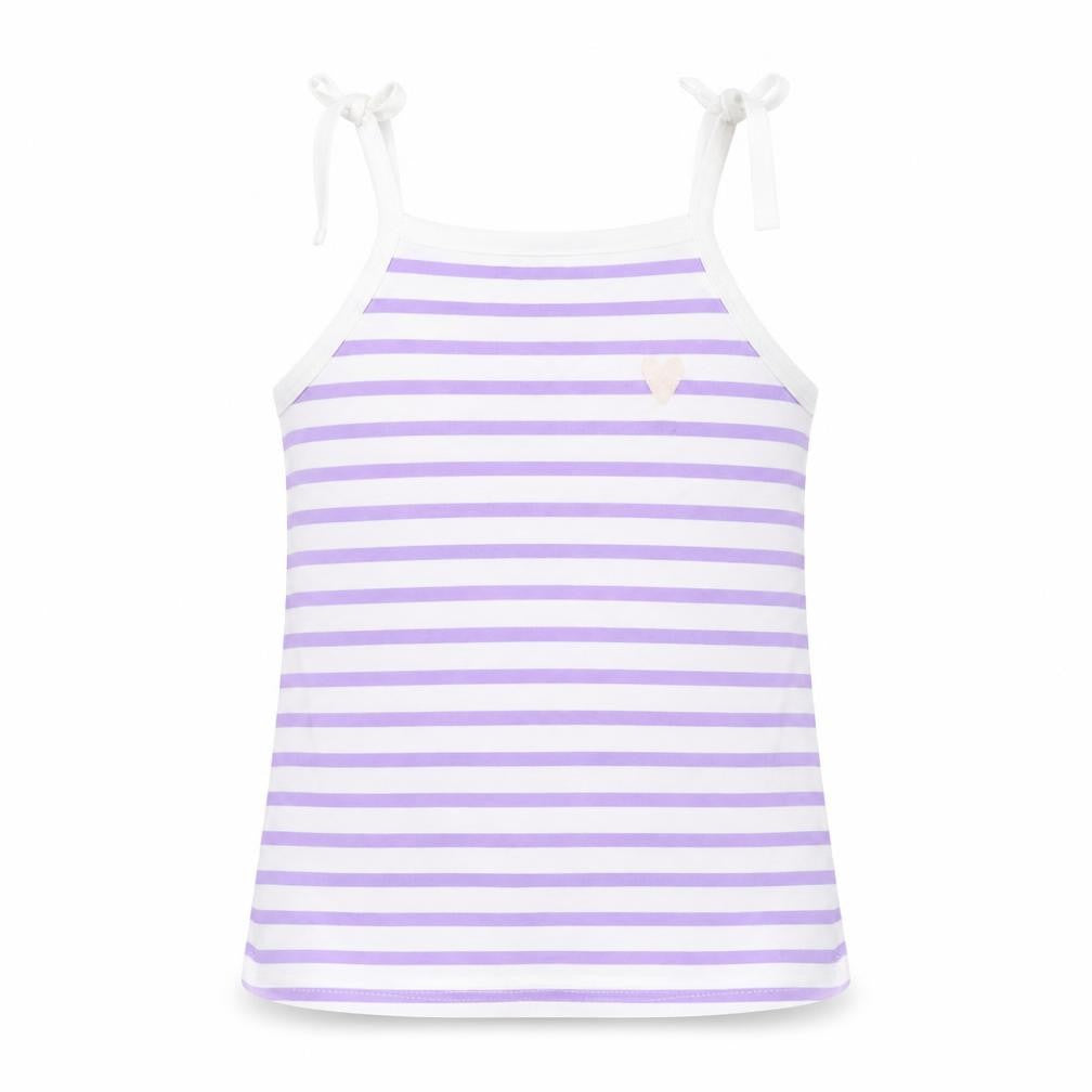 Marks & Spencer Girls Purple Striped Cotton Basic Tank Size 3-4 Years Square Neck Pullover