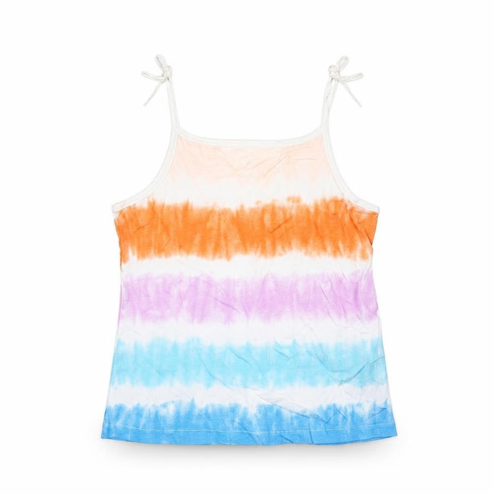 Marks & Spencer Girls Multicoloured Geometric Cotton Basic Tank Size 5-6 Years Square Neck Pullover