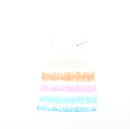Additional front view of Marks & Spencer girls’ multicoloured geometric cotton basic tank, years square neck pullover