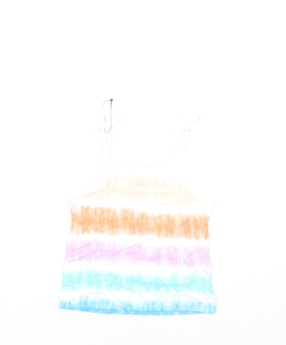 Back view of Marks & Spencer girls’ multicoloured geometric cotton basic tank, size 3-4, years square neck pullover
